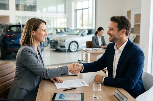 Meridian loan advisor reviewing documents with client